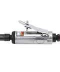 Heavy Duty No Nonsense Pneumatic Air Die Grinder With 1/4 Inch Shank and 23000 RPM, showing chrome housing and adjustable trigger.