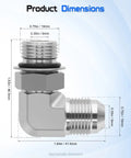 Half Inch JIC 37 Degree Flare to Half Inch SAE ORB 90 Degree Elbow Hydraulic Adapter Two Pack for High Pressure Systems SAE J514 J1926 Compatible Across Industrial Grade, silver metal