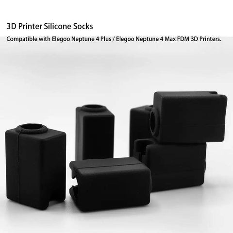 Six Pack Silicone Socks For 3D Printer Heater Block Compatible With Neptune 4 Plus And Neptune 4 Max, black silicone sleeves