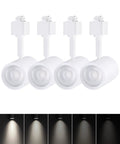 4-pack 8.5W dimmable H track lighting heads 600LM CRI90 4000K cool white matte white ideal for retail spaces