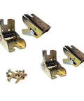 Hella Sturdy Folding Self Locking Hinge With Install Kit 4 Pack 90 Degree Table Leg Support Brackets For Workbenches Garages Beds Boats Tough Zinc Finish in view with screws.