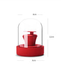Sleek Velvet Earring Display Stand With Glass Lid Angled Jewelry Organizer, red holder showing dimensions, 8x12 cm