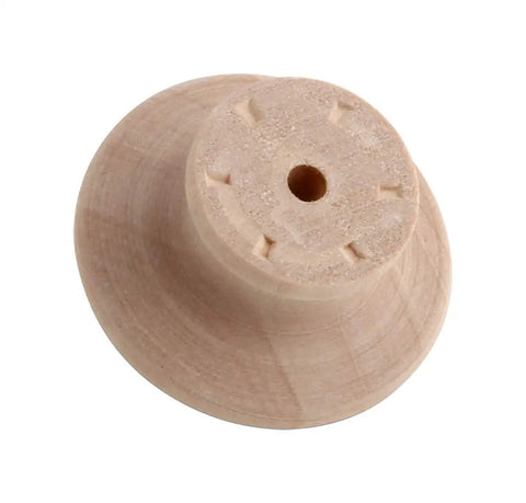 Six Pack Natural Wood Mushroom Cabinet Knobs One Point Five Inch Wide Unfinished Drawer Handles top view of wood knob