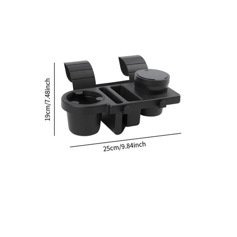 Tesla Cybertruck Door Storage Cup Holder Organizer dimensions 25cm x 19cm, black plastic beverage rack for secure drink storage.