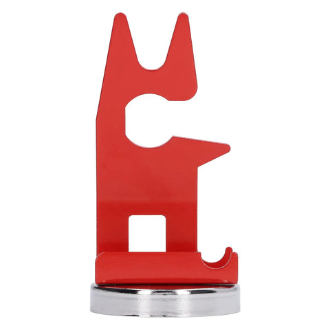 Solid Welding Torch Holder With Super Strong Magnetic Base Keeps Your MIG Tool Safe And Secure On Steel Workbenches, Prevents Slipping, Rust Proof And Multi Functional For Any Heavy Duty Shop Job, red metal holder.