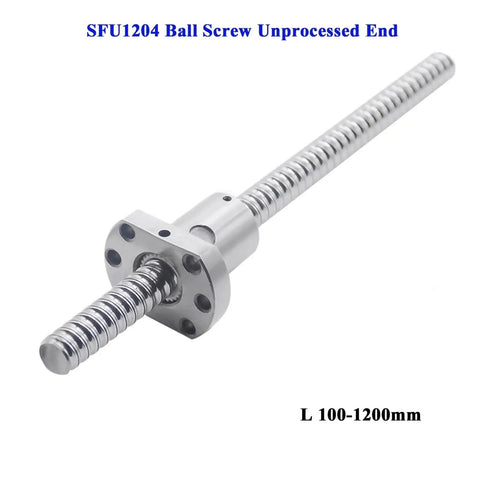 Pro Grade 400mm Ball Screw With Unprocessed End And No Side End Support, 1 Pc 1204 Ball Nut For Engraving Machines, CNC Parts Shown Horizontally