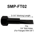 Pair Of 3/4 Inch Flange Alignment Pins In Black 4140 Steel Heat Treated for heavy duty alignment, side view with dimensions.