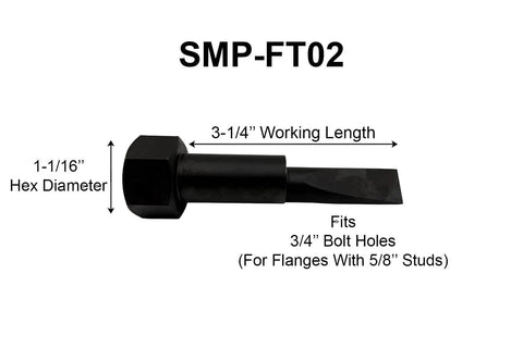 Pair Of 3/4 Inch Flange Alignment Pins In Black 4140 Steel Heat Treated for heavy duty alignment, side view with dimensions.