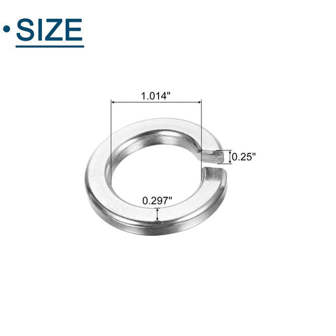 1 Inch Split Lock Washer Set 5 Pieces 304 Stainless Steel Spring Lock Washers For Screws And Bolts with dimensions labeled