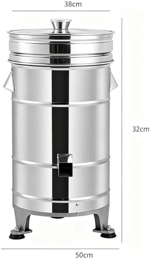 Commercial Centrifugal Spin Dryer Food Dehydrator For Vegetables Meat Electric Machine With Safety Lock Heavy Duty Workhorse, stainless steel design with dimensions.