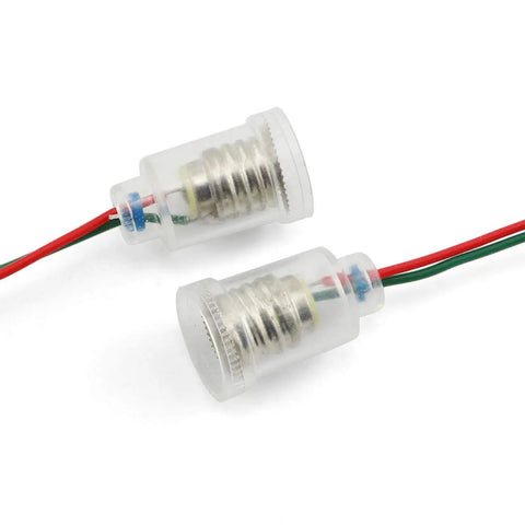 Heavy Duty E10 Screw Lamp Holder With Wire Nickel Socket For Small Bulbs 110V Test Rig displaying two prewired sockets in clear plastic.