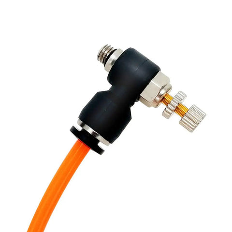 Push To Connect Air Flow Control Valve Kit 6mm Tube OD to 1/8 Inch Male Thread Elbow 90 Degree Fitting, side view
