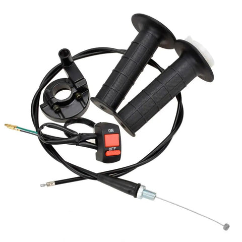 7/8 Inch Twist Throttle Cable Handle Kit For Mini Bikes And Go Karts with grips, cable, and switch