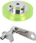 200mm Aluminum Polyurethane Industrial Encoder Wheel With 20mm Aluminum Mounting Bracket, Silver And Green, Boss-Grade Precision Measuring Wheel