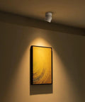 Dimmable LED Ceiling Spotlight Kit 2 Pack With 7W White Directional Accent Lights illuminating artwork on wall