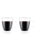 Double Wall Borosilicate Glass Mug Set Of Two Keeps Your Daily Joe Smoking Hot Skip That Dreadful Hand Burn Heat Resistant Design with coffee.