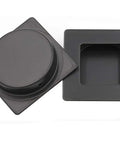 Black Flush Sliding Door Pull 2 Pack Recessed Closet Cabinet Finger Pulls, square shape, flat black stainless steel