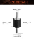 Heavy Duty Rubber Vibration Isolator With Male Thread Anti Shock Damper M5 size details showing dimensions for effective noise reduction.