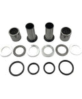 All In One Motorcycle Swing Arm Repair Kit With Needle Roller Bearings Bushings And Oil Seals For DRZ400 Series RM125 And RM250 Plug And Play DIY Friendly Maintenance Kit For Smoother Ride And Long Lasting Performance, kit parts laid out