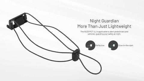 NU25 MCT Ultralight Headlamp 400 Lumens USB C Rechargeable strap with reflective and glow-in-the-dark properties