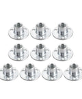 Beefy 10 Pack Female Thread Three Hole Tee Nut Plates With Round Flat Base Carbon Steel T Nuts Zinc Plated M8x22x2mm arranged