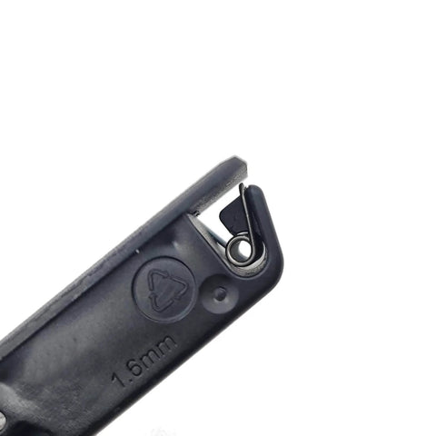 Close-up of Flush Panel Slide Latch Push To Close For 1.6mm Panel Thickness And 6.4mm Grip with stainless steel spring and ABS body