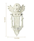 Retro Cast Iron Door Pull Handle In White, Vintage Cabinet Pull With Elegant Ring, Rustic Wall Decor For Home Patio Garden Doors