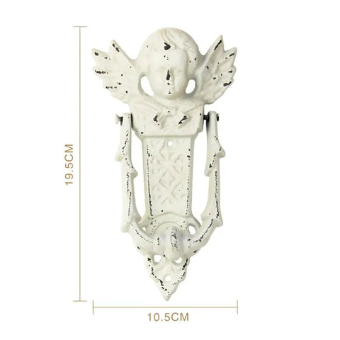 Retro Cast Iron Door Pull Handle In White, Vintage Cabinet Pull With Elegant Ring, Rustic Wall Decor For Home Patio Garden Doors