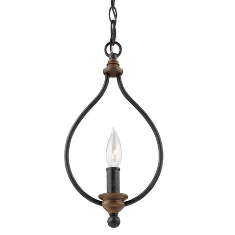 Hartsville Mini Farmhouse Pendant Light in bronze and weathered zinc finish, torpedo candelabra socket, rustic design
