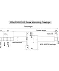 Heavy Duty SFU2510 Left Hand Ball Screw Kit 1000mm with C5 BF20 end supports technical drawing and dimensions.