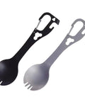 5 In 1 Stainless Steel Spork Fork Spoon Combo With Can Bottle Opener For Outdoor Picnics Hiking Travel Camping Utensils