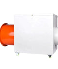 Heavy Duty Induction Heater For Industrial Barns And Greenhouses With Electric Fan Air Blower To Warm Poultry Houses and Chicken Coops side view.