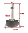 Heavy Duty Adjustable Leveling Feet Pack Of Six With Thick Rubber Base For Furniture And Equipment Top Shelf Thread Mount Glides dimensioned image