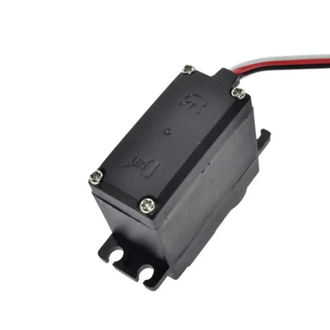 Ridin High With This Heavy Duty Digital Servo Motor Boasting Rock Solid Six Kilogram Torque And Precise 270 Degree Rotation For All Your Rig Or Toy Build, black plastic casing, visible wires.