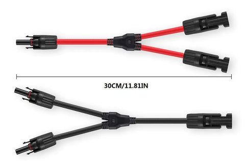 Y Branch Solar Connector Parallel Adapter With 10 AWG Cable For Solar Panels 30A At 1000V DC IP67 Outdoor Rated
