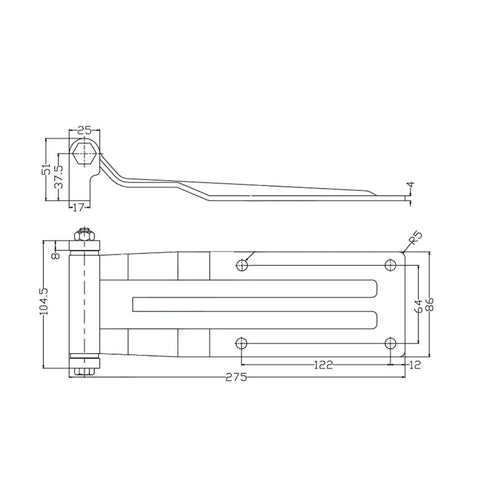 Technical drawing of Stainless Steel Cold Storage Door Hinge Built To Last Beefed Up Heavy Duty Hardware dimensions visible