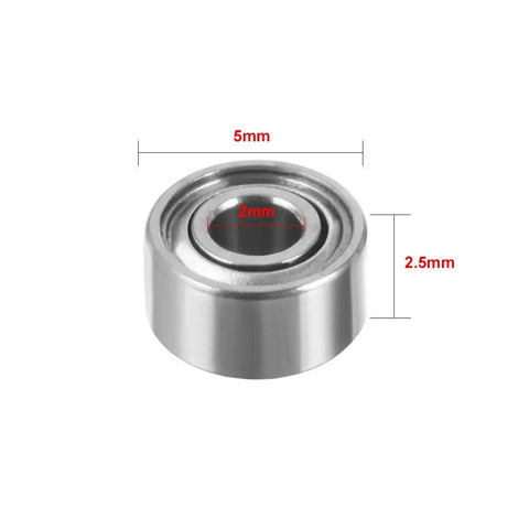 MR52ZZ Miniature Deep Groove Ball Bearing 2mm x 5mm x 2.5mm, Double Shielded Chrome Steel, High Speed, Low Friction, Durable For DIY Projects And Tiny Machines, size labeled