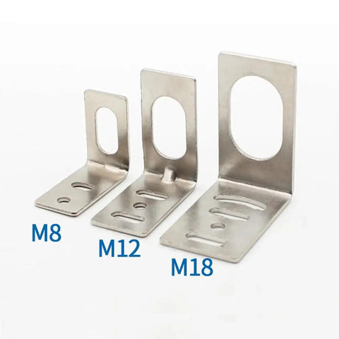L Shaped And I Type Mounting Bracket Set For M8 M12 M18 Iron Construction Fits Photoelectric Switch And Inductive Proximity Sensor 10 Pack