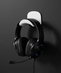 Kick Your Desk Game With 2 Adhesive Headphone Brackets, Stick On Wall Mounted Headset Hook Holder For Gaming Earphones, No Drill Required To Keep Your Setup Fresh And Clutter Free For The Whole Squad - black headset on white wall hook