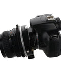 Tilt Shift Lens Mount Adapter For Canon EOS From Pentax 6x7 Lenses, 10 Degree Tilt, 10mm Shift Each Way, 360 Degree Rotation, Precise Fit, No Play, Black mounted on Canon EOS camera with lens