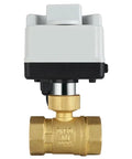 Heavy Duty DN20 Brass Ball Valve Paired With A Knockout 3 Wire Motorized Actuator For Seamless AC220V Control and No Sweat Manual Override for Every Construction Project, front view.