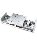 Beefy Sliding Stage Travel Z Axis Motion Table With SFU1605 Ball Screw And HGR20 Linear Guides Nema24 Nema32 Compatible 200 mm stroke, angled view