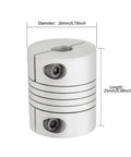 Two Piece Flexible Beam Coupling 6Mm To 8Mm Bore 20Mm Diameter 25Mm Length Aluminum Alloy Shaft Coupler for motors and CNC machines