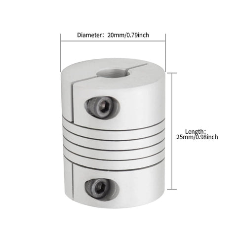 Two Piece Flexible Beam Coupling 6Mm To 8Mm Bore 20Mm Diameter 25Mm Length Aluminum Alloy Shaft Coupler for motors and CNC machines