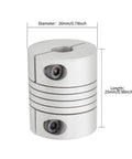 Two Pack Flexible Beam Coupling 5mm To 8mm Bore 20mm Diameter 25mm Length Aluminum Alloy Shaft Coupler For Stepper And Servo Motors