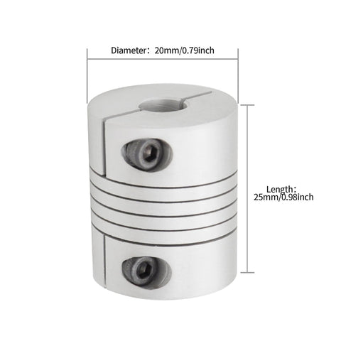 Two Pack Flexible Beam Coupling 5mm To 8mm Bore 20mm Diameter 25mm Length Aluminum Alloy Shaft Coupler For Stepper And Servo Motors