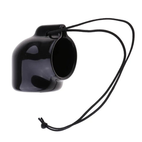 Black PVC scuba tank valve cover from the Scuba Tank Valve Cover Caps Kit For York A-Clamp Cylinders 8 Pack with retainer cord.