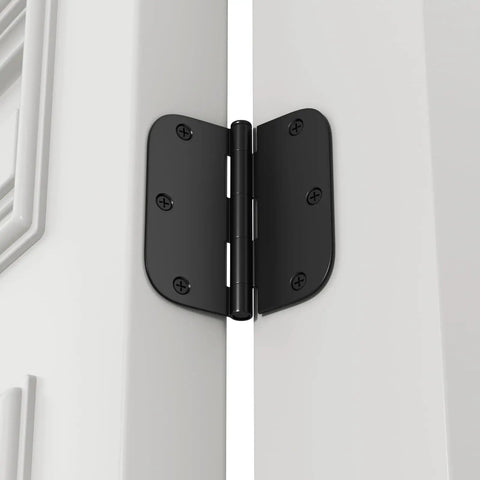 24 Pack Matte Black Door Hinges 3.5 Inch Built Tough Heavy Duty Residential Hinges With Removable Pin Five Eighths Inch Radius Corners
