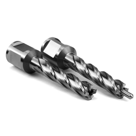 Two Oscarbide annular cutters, 7/16-inch diameter, 2-inch depth, 3/4-inch Weldon shanks for magnetic drill press