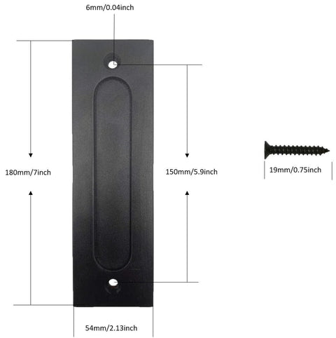 7 Inch Black Sliding Barn Door Finger Pull Set, Heavy Duty Modern Invisible Handle With Flat Bottom, Easy To Install Flush Door Pulls.
